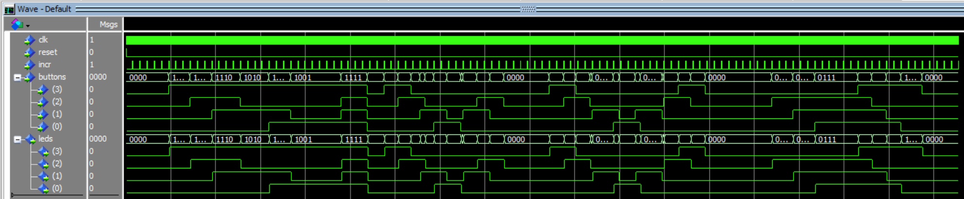 Wave window for button driven LEDs